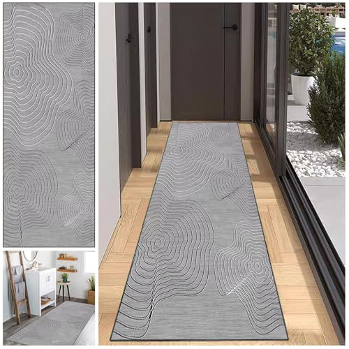 JaevKwzy Flur Teppich Läufer, Langer Küchenläufer 40 x 200 cm, rutschfest Eingangstürmatte, Waschbar Teppich Läufer für Waschküche Eingang Wohnzimmer, Flurläufer Bettvorleger Schlafzimmer