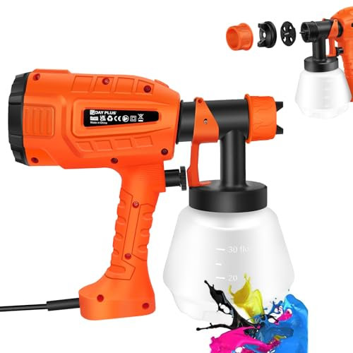 Farbsprühsystem Wandfarbe, Handheld Paint Sprayer mit 800 ML/Min, 1000 ML Behälter, 3 Düsen (1/1.8/2.5mm), 32000 U/Min Farbfluss Farbsprühpistole für Zäune, Schränke, Decken