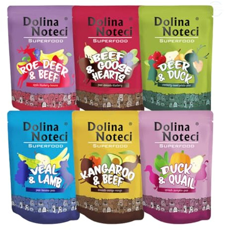 Dolina Noteci Premium SUPERFOOD Grain-Free Wet Dog Food for All Breeds – Natural Recipes, Tailored Nutrition, Unique Meats & Functional Supplements, No Additives (Mix, 6x300g)