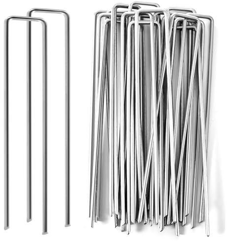 GROWNEER 500 Erdanker Bodenanker, 150mm lang, 25mm breit, Ø 3 MM, Anti Rost Verzinkte Befestigungsanker erdnägel stabil für Garten Mulch und Kunstrasen Camping Reise