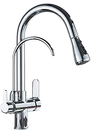 Robinet de cuisine de cuisine Tapisser Filtre Filtre robinet de cuisine en laiton en laiton brossé, avec robinet de cuisine à eau pure et pure