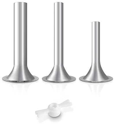 KINGEAGLE Sausage Stuffer Tubes for KitchenAid KSMFGA/KSMMGA, 3 in 1 Stainless Steel Sausage Maker Tubes Set with Retainer Ring for Homemade Sausage