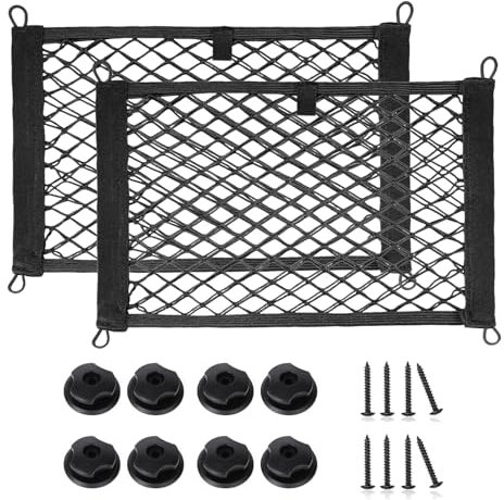 2pcs Car Mesh Cargo Net, SYPHIHY 25 * 45cm Trunk Storage Net Bag Double Layer Elastic Mesh Bag for Car Jeep Suv Truck