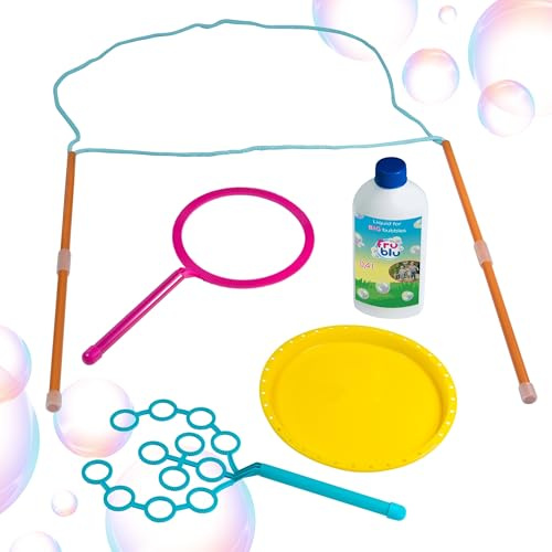 Jabón Burbuja Set de Accesorios + líquido 400 ml Máquina de pompas de jabón Máquina de Burbujas Juguete para niños de Jardín Cumpleaños (0487)