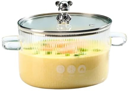 GHHZML Marmites à Soupe Chaudière à Soupe en Verre, poêle de Cuisson avec Couvercle, Casserole en Verre résistante à la Chaleur, amphore et Nouilles, Casserole de Cuisine(White)