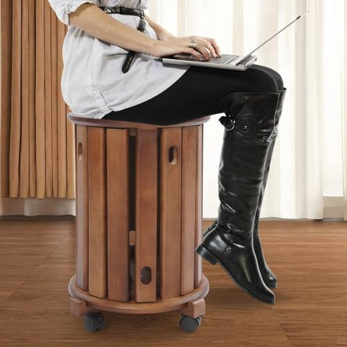JUDEMII Set di sgabelli in legno impilabili 4 in 1, in legno massiccio, monoblocco, impilabile, salvaspazio, design rimovibile, adatto per casa, ufficio, può contenere 100 kg (noce)
