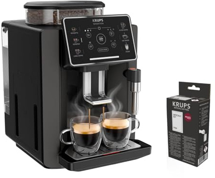 KRUPS Sensation, Cafetera Superautomática, 5 Bebidas, Espumador | 1450W, 4 opciones de café, Tecnología Barista Inside, Bebidas personalizadas, Panel táctil intuitivo, Limpieza fácil, EA9109