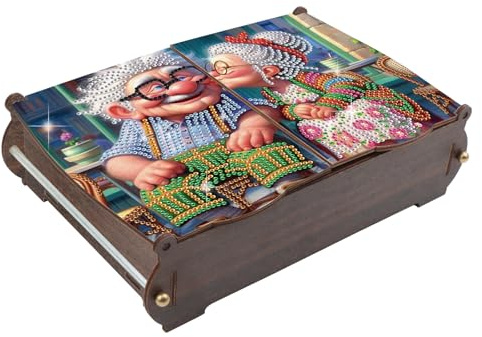 CXINLky Diamond Art Painting Boîte de rangement, Diamond Art Grande capacité, Boîte à bijoux, Boîte de rangement, Organisateur, Boîte cadeau, Couple de 24 personnes âgées