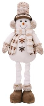 Elydiva Weihnachts-Stehdekorationen Weihnachts-Stehpuppen Xmas-Stehfigur mit Ausziehbaren Beinen Plüsch-Weihnachtsdekoration Schneemann
