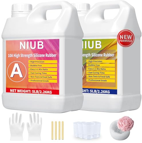 NIUB 10A Silicone pour Moulage, Silicone Liquide pour Moulage, 4,52KG Silicone Moulage, Fabrication Moule Silicone, Kit de Fabrication de Moule en Silicone, Silicone pour Moulage Alimentaire