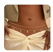 ZOERAY 2 stycken magkedjor i guld vattentät med hänge 18K förgyllda kroppskedjor för kvinnor flerskikts midjekedja justerbar body belly chain bikinikedja modesmycke för kvinnor