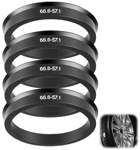 Lot de 4 Bagues de Centrage 66,6 à 57,1, Bague de Centrage Jante Universels Compatibles avec VW Seat Skoda et Autres Modèles, pour Jantes Alliage et Acier, Fixation Stable et Réduction des Vibrations