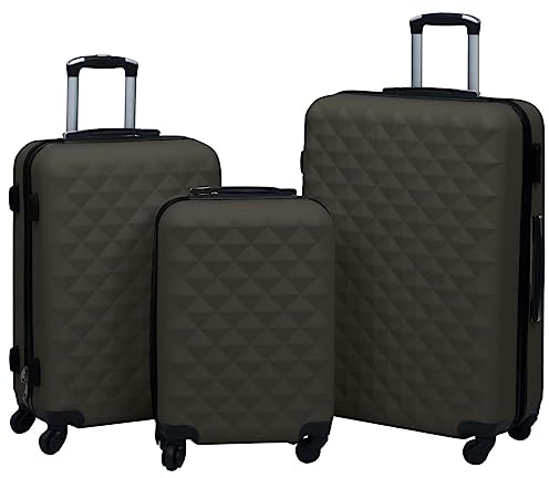GeenYuu Carro rígido de 3 piezas antracita ABS con candado TSA, 3 tamaños 36 – 76 cm, ruedas de 360 grados, mango telescópico, fácilmente ampliable para aviones, negocios, vacaciones, resistente y