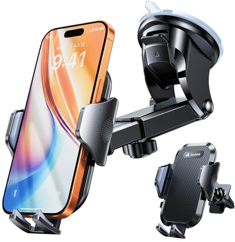 andobil 【True Military-Grade Phone Holders for Your Car 【89+ LBS Strongest Suction & Clip】 2026 Ultimate Car Phone Holder, Dashboard Windshield Vent Cell Phone Car Mount for iPhone Sumsung Android