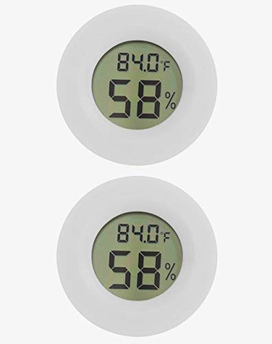 Meichoon 2 Stücke Mini Elektronisches Thermometer, Hygrometer für Zigarren-Humidor,Innen-Haushalt,Eingebettetes Thermometer,Temperatur-Feuchtigkeitsmesser Detektor,Q-UD01 Weiß