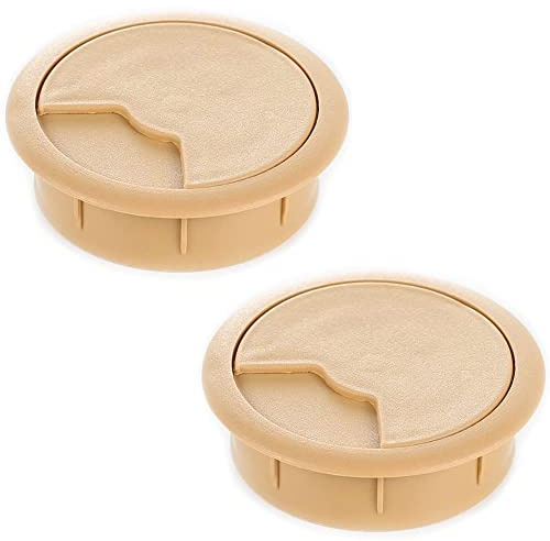 sossai® Kabeldurchführung KDM2 (2 Stück) | Kabeldurchlass/Schreibtischkanal für Schreibtische, Büro & Arbeitsplatten | Farbe: Buche | Durchmesser: 60 mm | Material: Kunststoff