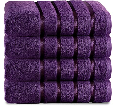GC GAVENO CAVAILIA Badezimmer-Set, farbecht, extra saugfähig, 100% ringgesponnene ägyptische Baumwolle, 500 g/m², Aubergine, 4 Stück Handtücher