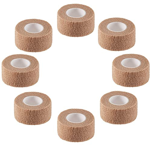 Self Adhesive Elastic Bandage Wrap - Pack of 8 Rolls 1 x 5 Yards Stretch Self-Adherent Cohesive Wrap Bandages First Aid Tape for Athletic, Sports, Wrist, Ankle (Beign Colors)