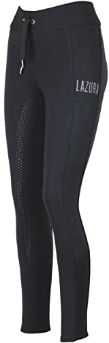 Lazura - Reitleggings für Damen Hanna | Vollbesatz aus Silikon | Reithose mit 2 seitlichen Handytaschen & Weitenregulierung | Vollbesatzreithose in Schwarz | Reitbekleidung in Größe 40