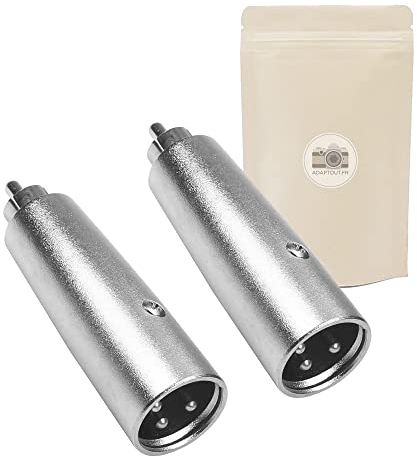 2x Adattatore da spina XLR maschio 3 poli a spina RCA maschio - connettore mono 100% in metallo - connettore Hi Fi con blocco - Adaptout marca francese
