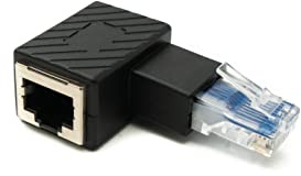 System-S LAN Adapter RJ45 Stecker zu Buchse Winkel Ethernetadapter Kabel in Schwarz