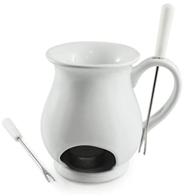 Swissmar F66327 Indulge - Juego de 4 tazas de fondue de chocolate, cerámica/acero inoxidable, color blanco, 125 ml, vela calentada, apta para lavavajillas, en caja de regalo