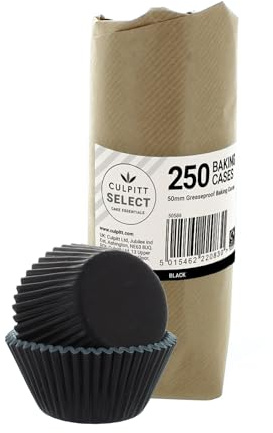 Culpitt Select Lot de 250 caissettes à cupcakes en papier sulfurisé Noir Taille XL 50 mm