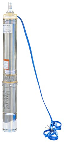 Dawot Deep Well Submersible Pump 1HP 220V/60Hz 33gpm Flow 207ft Head Submersible Bore Pump Water Pump Stainless Steel Water Pump for Industrial, Irrigation and Home Use, IP68 Waterproof Grade