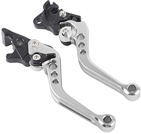 TKSE Motorrad-Bremshebel, 1 Paar CNC-Aluminium-Motorrad-Kupplungs-Trommelbremshebelgriff(Silber)