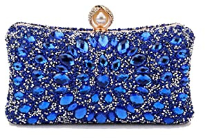CORIOS Strass Clutch für Damen Shiny Abendtasche Diamant Clutch Tasche Kette Schultertasche Elegante Umhängetasche Klein Tasche für Hochzeit Bankett-Party Abschlussball Dunkelblau