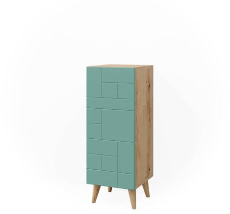 Vicco Midischrank Rudi, Mintgrün, 30.3 x 80.3 cm mit Tür, mit Push-to-Open Mechanismus und kombinierbarer Bauweise
