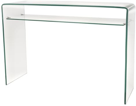Riess Ambiente Konsolentisch FANTOME 100cm - transparent - Sicherheitsglas | Stauraum, hochwertig, minimalistischer Stil, Bodenschoner, 60 kg Belastbarkeit