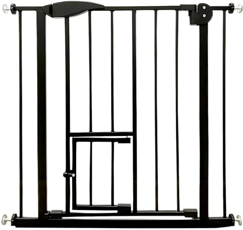 Baby Gate Pet Barrier Stair gate with Cat Flap Guard Door, Easy Installation 75x82cm, Zanbeel