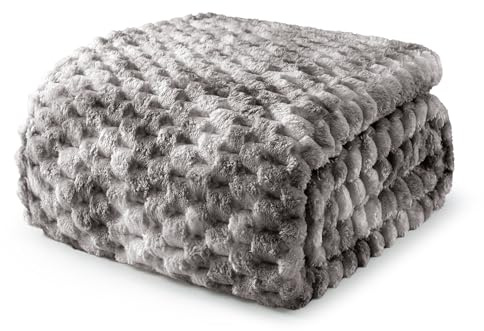 Exclusivo Mezcla Coperta Plaid Pile da Letto, 150x200 cm, Grigio Tie-Dye