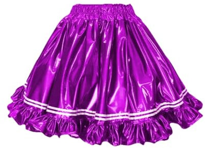 Hndudnff Falda de PVC con volantes para mujer, de cintura alta, esponjosa, para fiestas, clubes, faldas sexys para cosplay, fucsia, 40