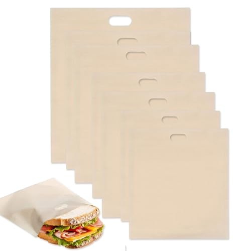 aqlbhz 7PCS Reusable Non-Stick Toaster Bags, 4 Sizes, Heat Resistant, Multi-Applicable, Self Seal, Polypropylene (PP) or Silicone