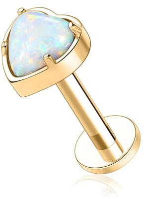 hengkaixuan Gold Labret Schmuck G23 Titan Labret Studs 16G Lip Studs CZ/Opal Knorpel Ohrring Flatback Ohrring mit Innengewinde Monroe Lip Helix Knorpel Conch Tragus Ohrring Piercing 6 8 10mm