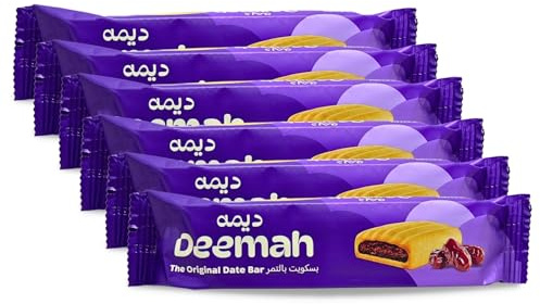 Deemah Biscuit Filled With Date Fruit Cookies Roll Crispy Snacks Baked Batches Bakery Delicious Sweet Kids Adults Vegan Kosher Halal (6 Bars = 15.87 oz / 450 gm) بسكويت ديمه بالتمر
