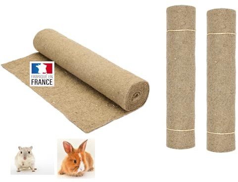 La Cordeline Lot 3 Tapis Litière Chanvre Naturel 40 x 100 cm Premium 1000g/m²- Fond de Cage pour Rongeurs, Lapins, Hamster…