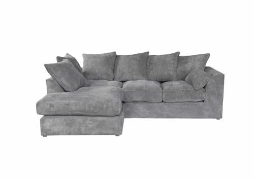 Ares Meble Ecksofa DIVERS Links – 212 x 166 cm – 3-Sitzer L-Sofa mit Cord-Bezug – Grau | Premium Cordstoff