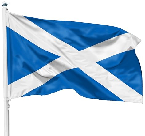 PHENO FLAGS Bandiera Scozia - bandiera scozzese 90 x 150 cm con occhielli in ottone - bandiera resistente per pennone - 100% poliestere