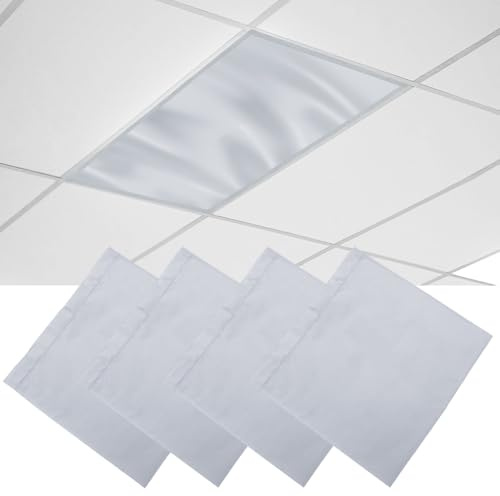 4 Pcs Fluorescent Light Covers, 4 x 2 Feet Magnetic Light Covers for Ceiling Lights Shade Panel, Drop Ceiling Light Filters Covers for Office Classroom School Home, Polyester Fabric Material, Grey