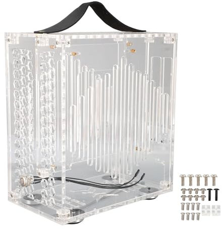 Caja para PC, Torre Micro ITX con Diseño de Flujo de Aire Ventilado, Panel Lateral Acrílico Transparente, Chasis ITX de Escritorio Compacto para Cable de Alimentación Flex