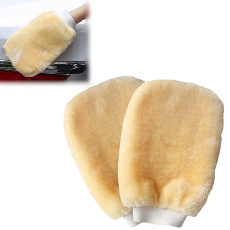 2 guanti in lana di agnello per lavaggio auto, guanti in lana di pecora, guanti extra spessi per la pulizia dell'auto, per la casa e il bagno