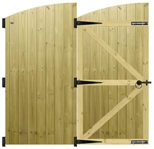 Premier Garden Supplies Made to Measure Tongue & Groove Fully Framed Arch Top Driveway Gates for Measurements Height 5ft - 6ft (150-180cm) x Width: <6ft (183cm) +450mm Hinge Ring Latch Kit