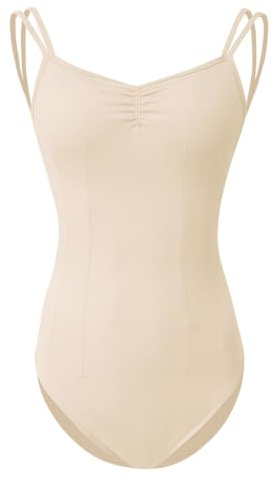 ROYAL SMEELA trikåer ärmlös dans trikådräkt klassisk dans dam bodysuit klassisk dans för dam trikåer balett vuxen rygglös trikåer gym body rygglös dansare dam, aprikos, S