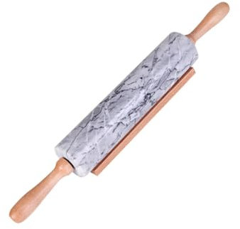 PRETYZOOM Mattarello in Marmo Naturale Antiaderente Con Manico in Legno Per Una Facile Preparazione Di Torte