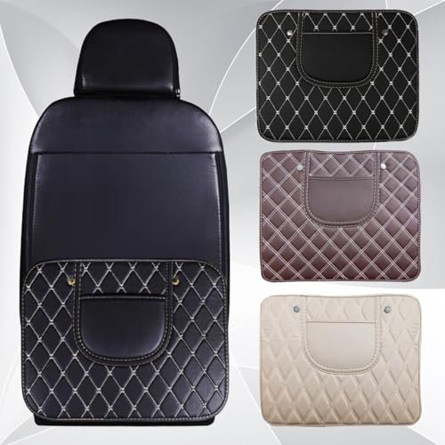 WJUSYH Auto Rücksitz Anti Kick Pad für Mercedes Benz CLA CLA220d CLA250e AMG CLA35 CLA45 CLA45S, Rückenlehnenschutz Auto Kick-Matte, mit Netztaschen, Schmutzabweisend, Pflegeleicht,A/Short-Beige
