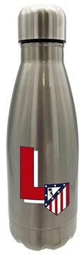 CyP Brands Atlético de Madrid - Botella Agua de Acero Inoxidable, Cierre Hermético, con Diseño Letra L en Rojo, 550 ml, Color Metalizado, Producto Oficial
