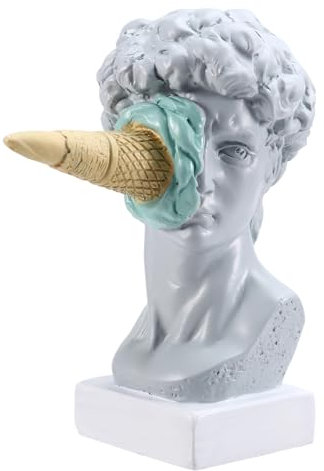 Reinscer Ice Cream Zerschmetternde David Statue EuropäIsch Modern Einfach David Kopf BüSte Statue Schlafzimmer Wohnzimmer Veranda Desktop Dekoration A